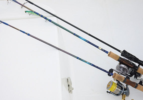 Aft deck hatch and Fishing rod.